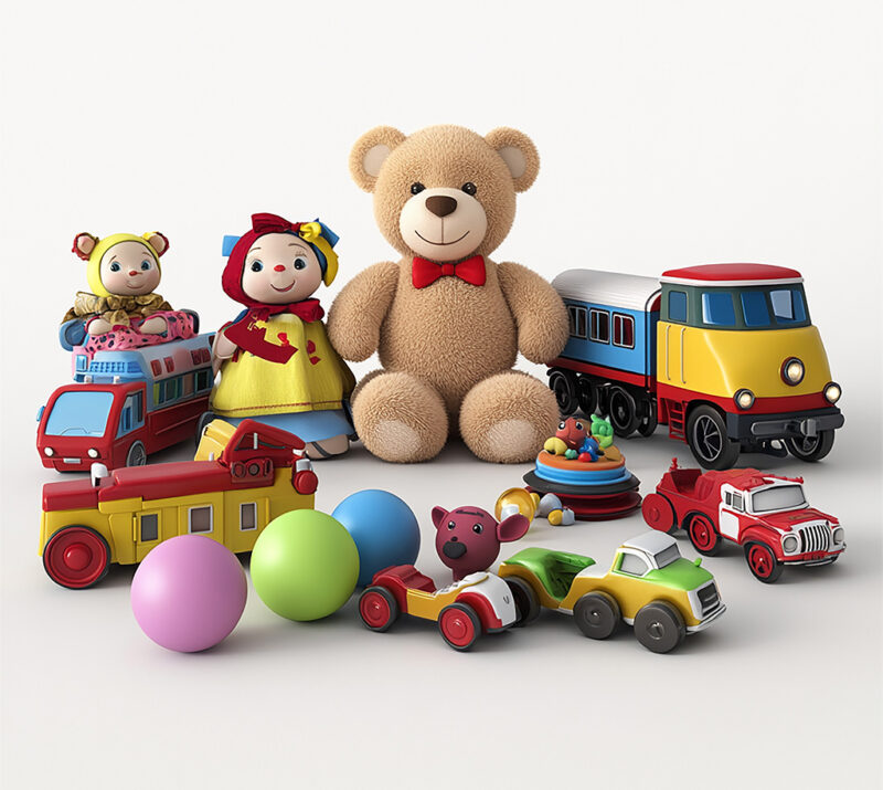 toy bear is toy train toy train