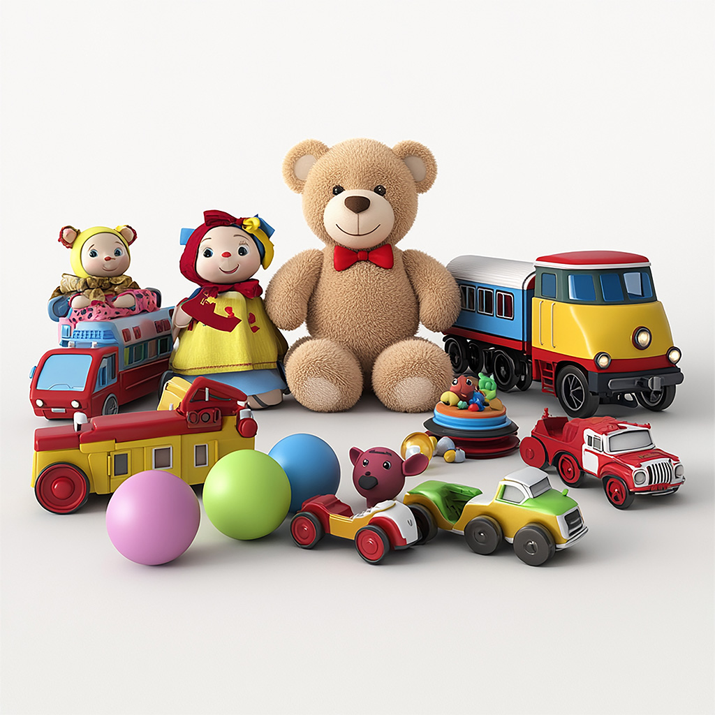 toy bear is toy train toy train